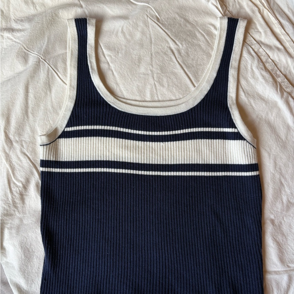 H&M Navy and White Striped Tank Top
